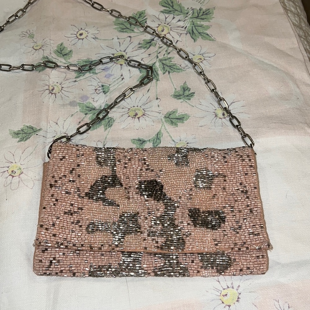Free People beaded with chain strap evening bag clutch